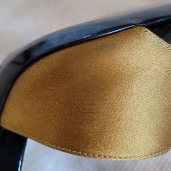 NEW YSL SAINT LAURENT BLACK & GOLD SIZE 37 HEELS - Picture 11 of 11